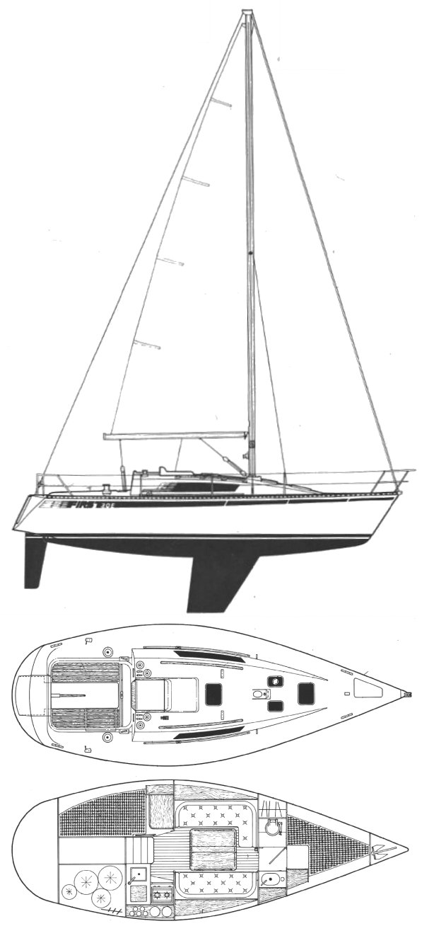 Drawing of First 30 E (Beneteau - Berret)