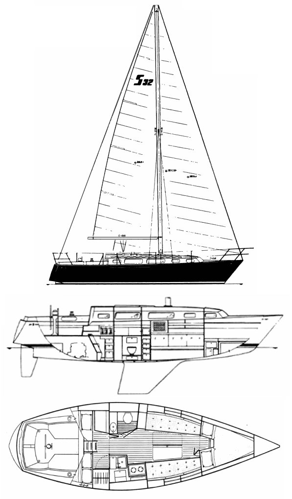 Drawing of Sabre 32 (Tri-Cabin)