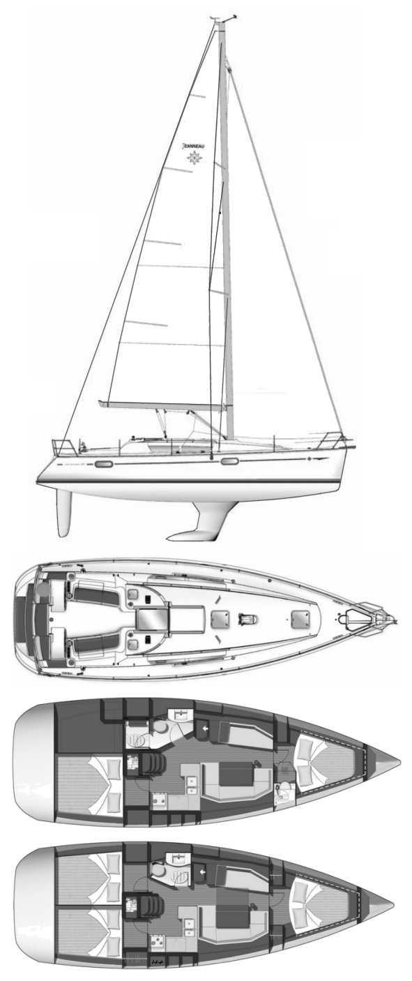 Drawing of Jeanneau Sun Odyssey 39I