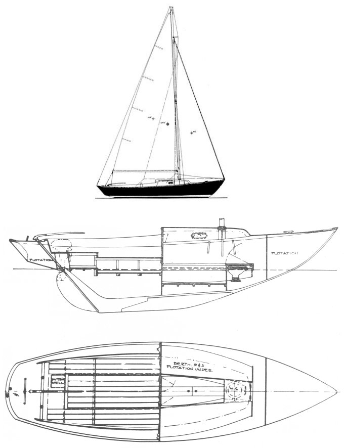 Drawing of Sea Sprite 23 (Daysailor)