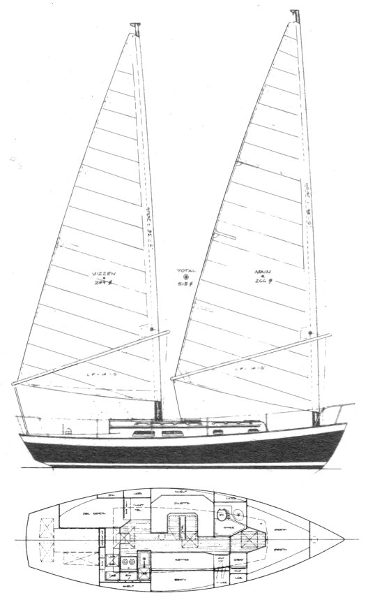 Drawing of Whistler 32 Cat Ketch