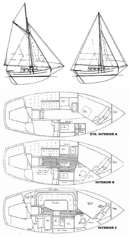 Drawing of Aquarius 24 Pilot Cutter