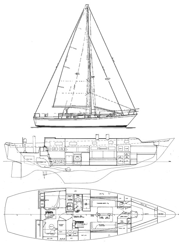 Drawing of Pearson 424 Cutter