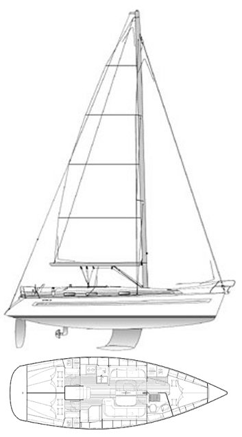 Drawing of Bavaria Cruiser 38