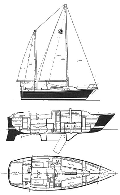 Drawing of O'Day 32 Ketch