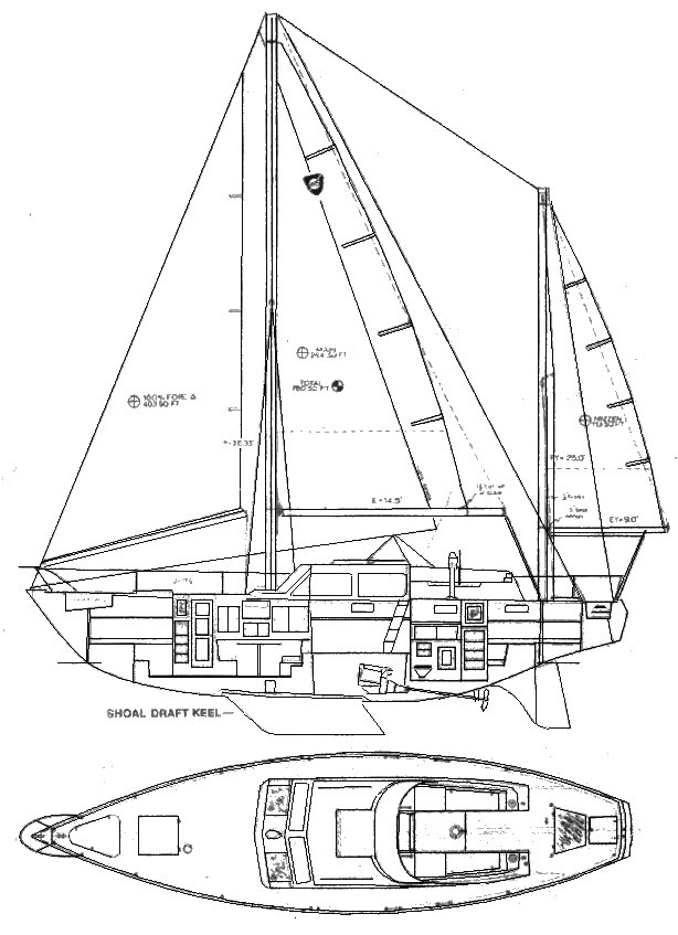 Drawing of Columbia 45 Ketch