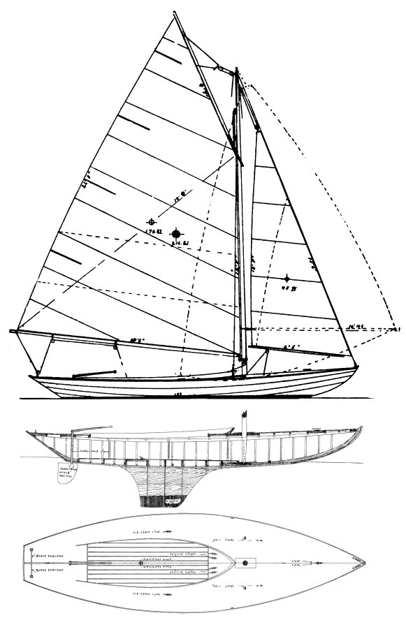 Drawing of Swampscott One-Design Dory