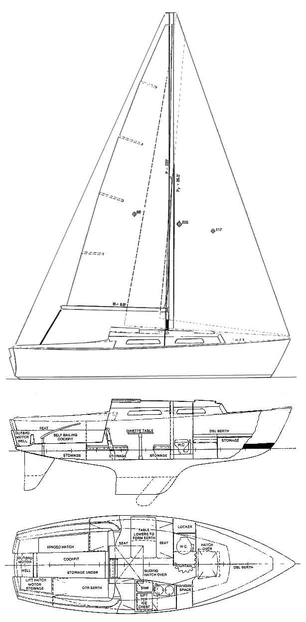 Drawing of Bristol 22 Caravel