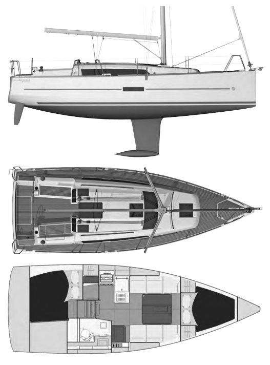 Drawing of Dufour 310 Grand Large