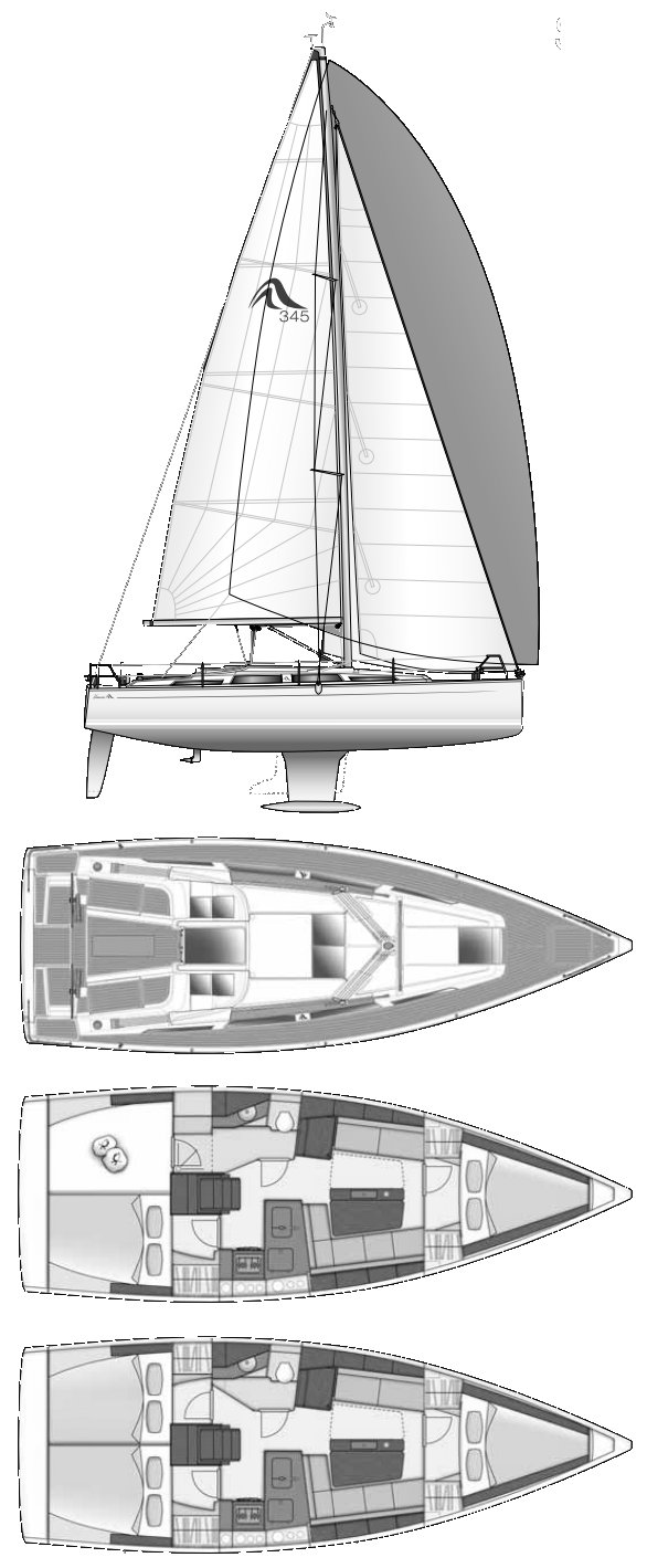 Drawing of Hanse 345