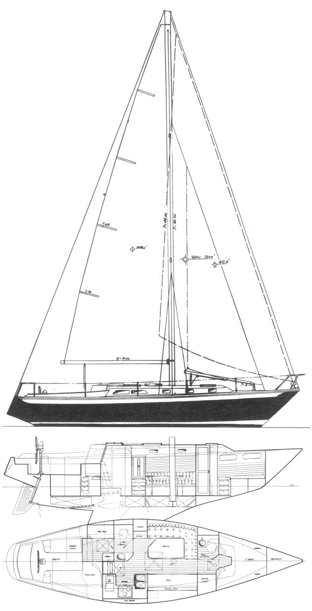 Drawing of Ericson 39 B