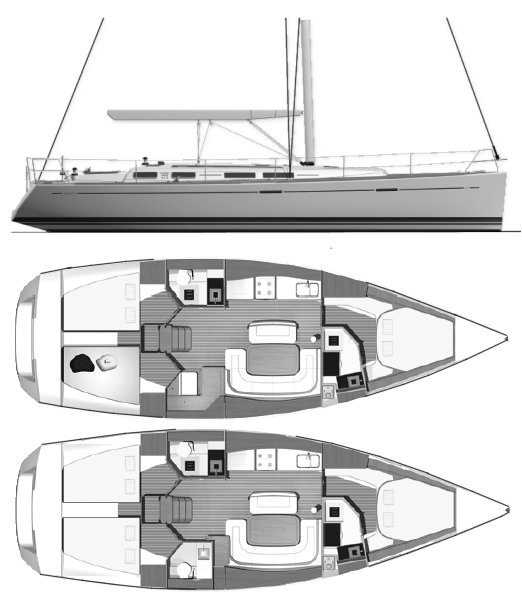 Drawing of Dufour 425 Grand Large