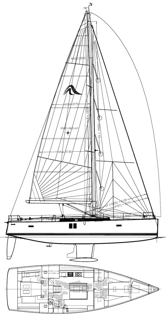 Drawing of Hanse 495