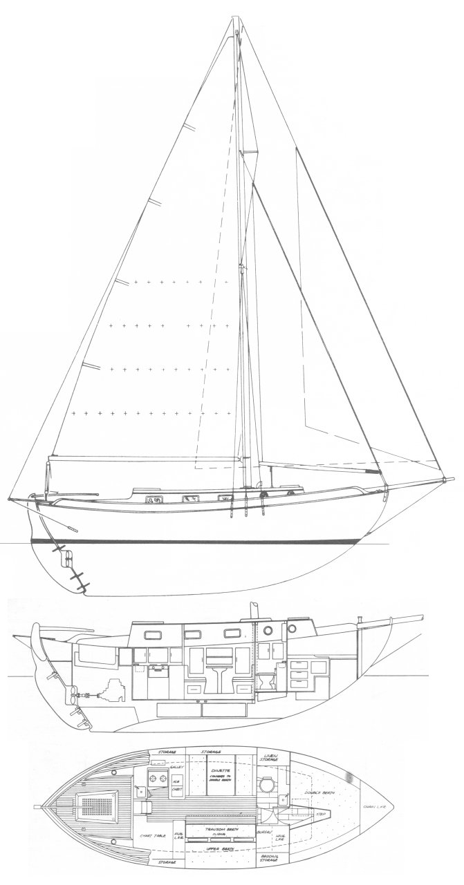 Drawing of Westsail 32