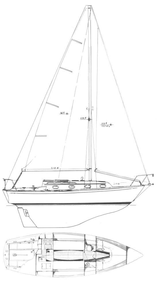 Drawing of Cape Dory 28