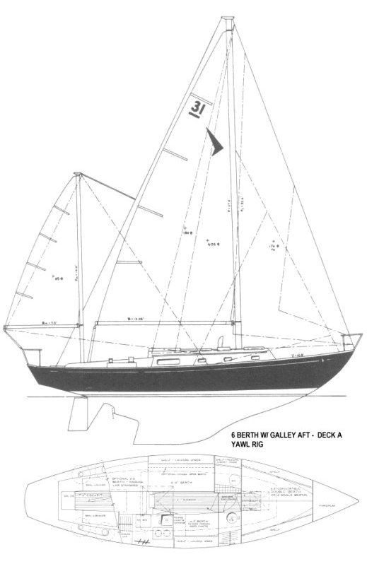 Drawing of Seafarer 31 MKI Yawl