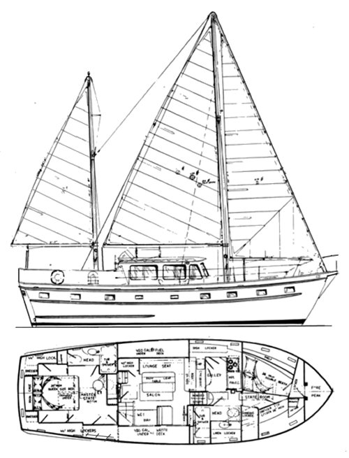 Drawing of Island Trader 46