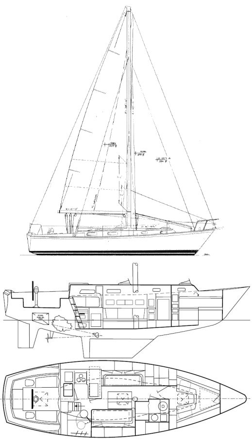 Drawing of Pearson 36 Cutter
