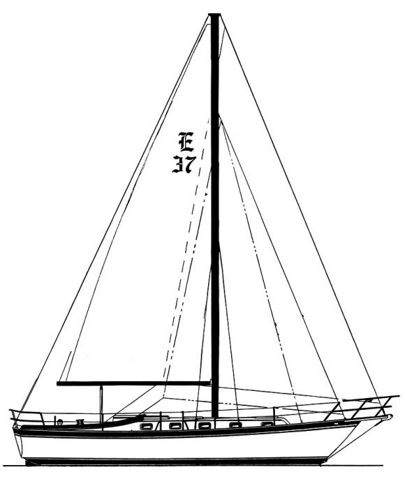 Drawing of Endeavour 37 (Cutter) Tall