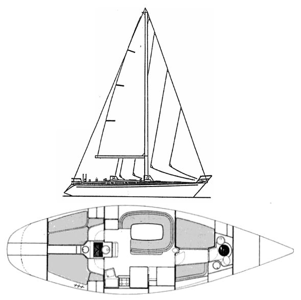 Drawing of Grand Soleil 46 (Jezequel)