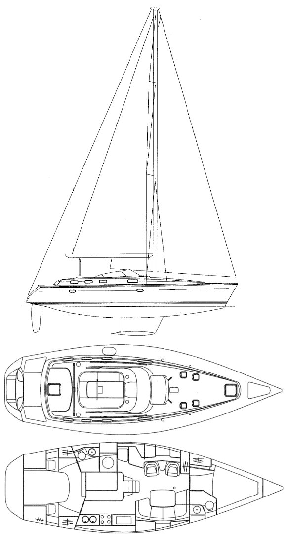 Drawing of Jeanneau Sun Odyssey 42 CC