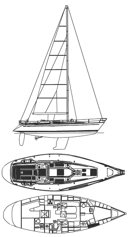 Drawing of Swan 44 (Frers)