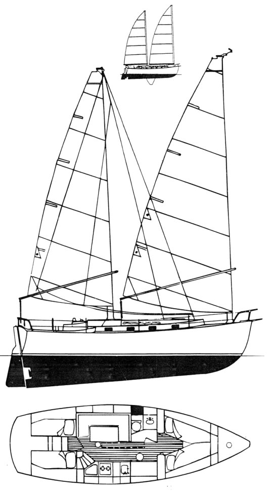 Drawing of Freedom 35 Cat Ketch