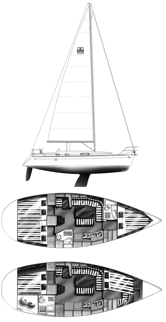 Drawing of Dufour Classic 36