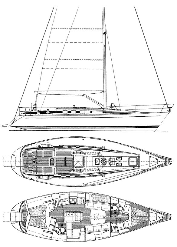Drawing of Swan 40 (Frers)