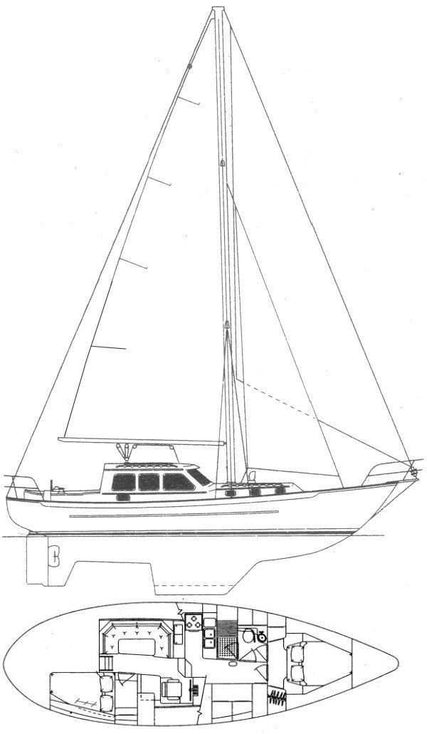 Drawing of Pacific Seacraft Pilothouse 40