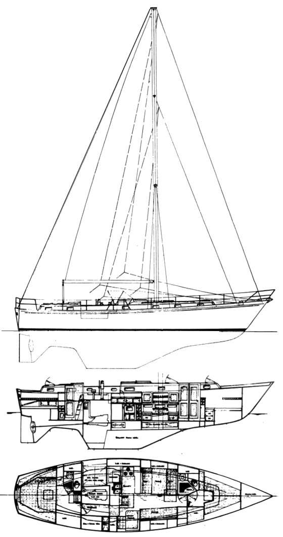 Drawing of Peterson 44 Cutter