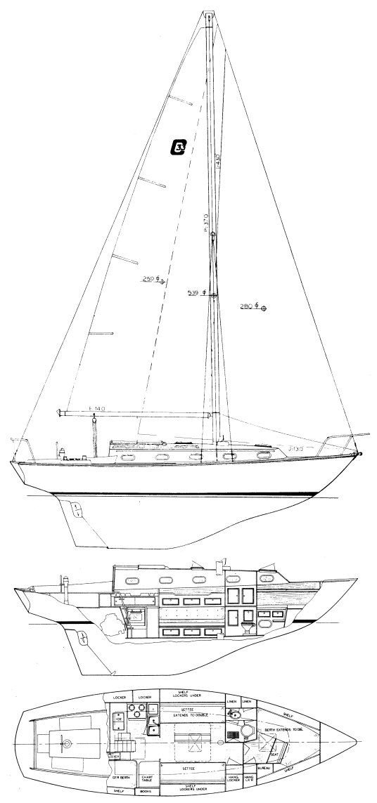 Drawing of Cape Dory 33