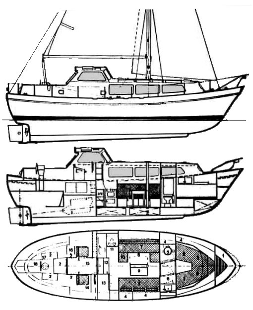 Drawing of Finnsailer 35