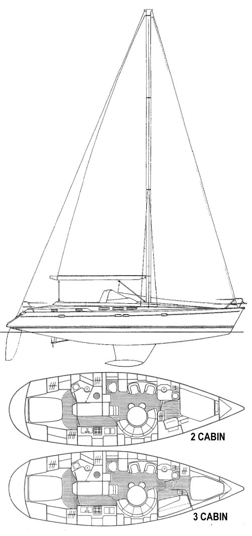 Drawing of Jeanneau Sun Odyssey 47 CC