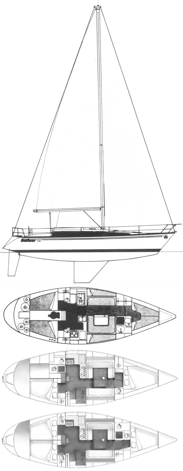 Drawing of Dufour 39 (Frers)