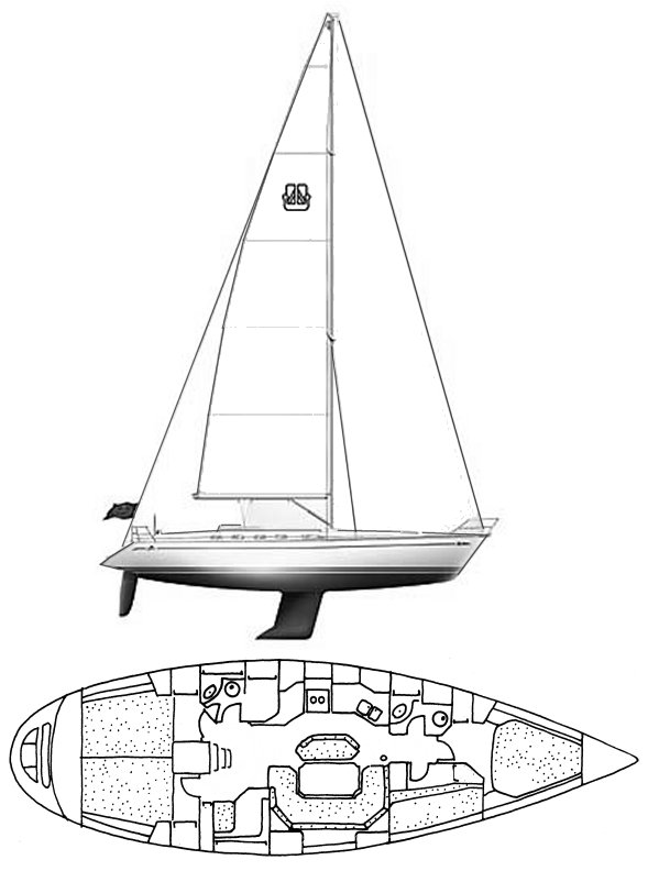 Drawing of Dufour Classic 45