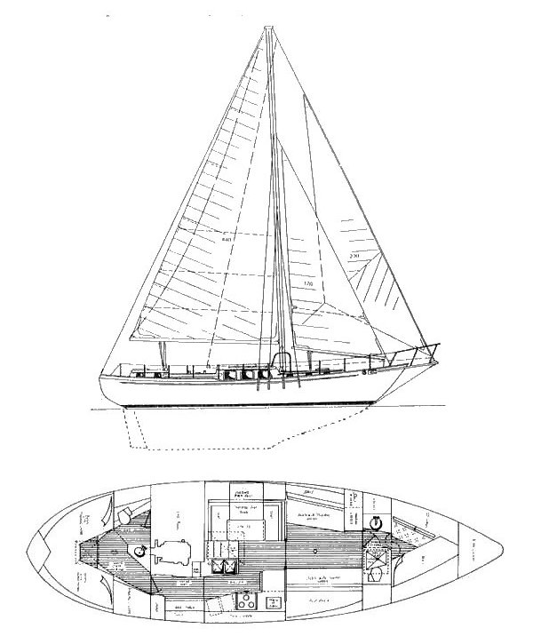 Drawing of Westsail 42
