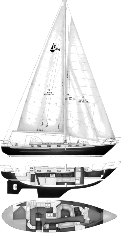 Drawing of Pacific Seacraft 44