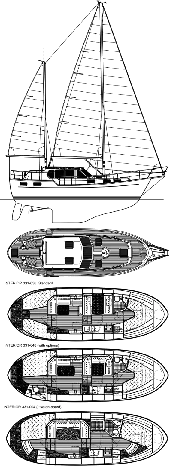 Drawing of Nauticat 331