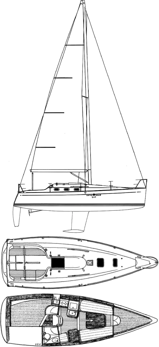 Drawing of Beneteau First 300