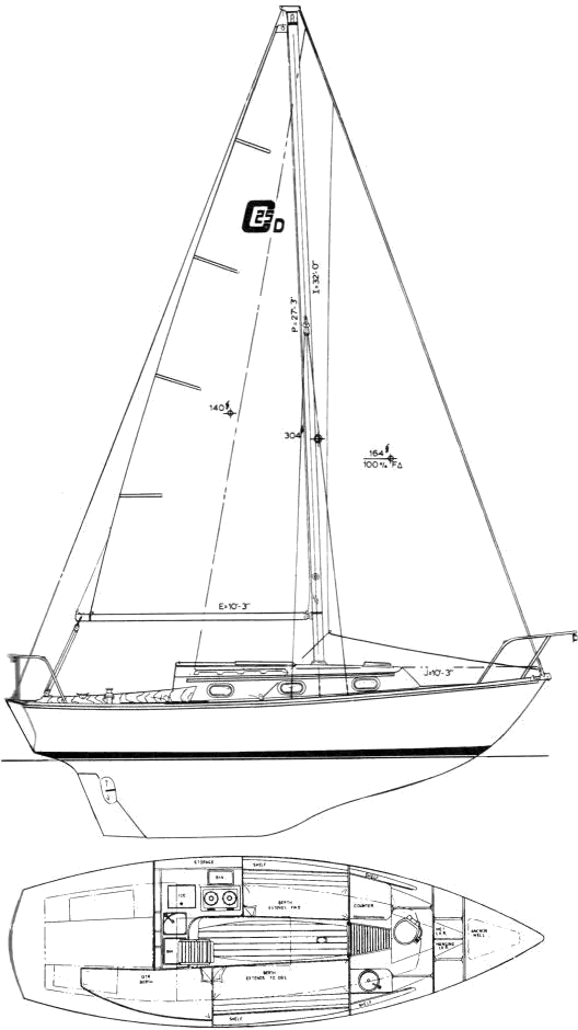 Drawing of Cape Dory 25D