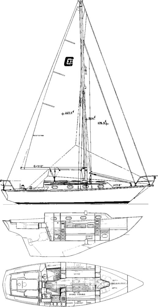 Drawing of Cape Dory 31