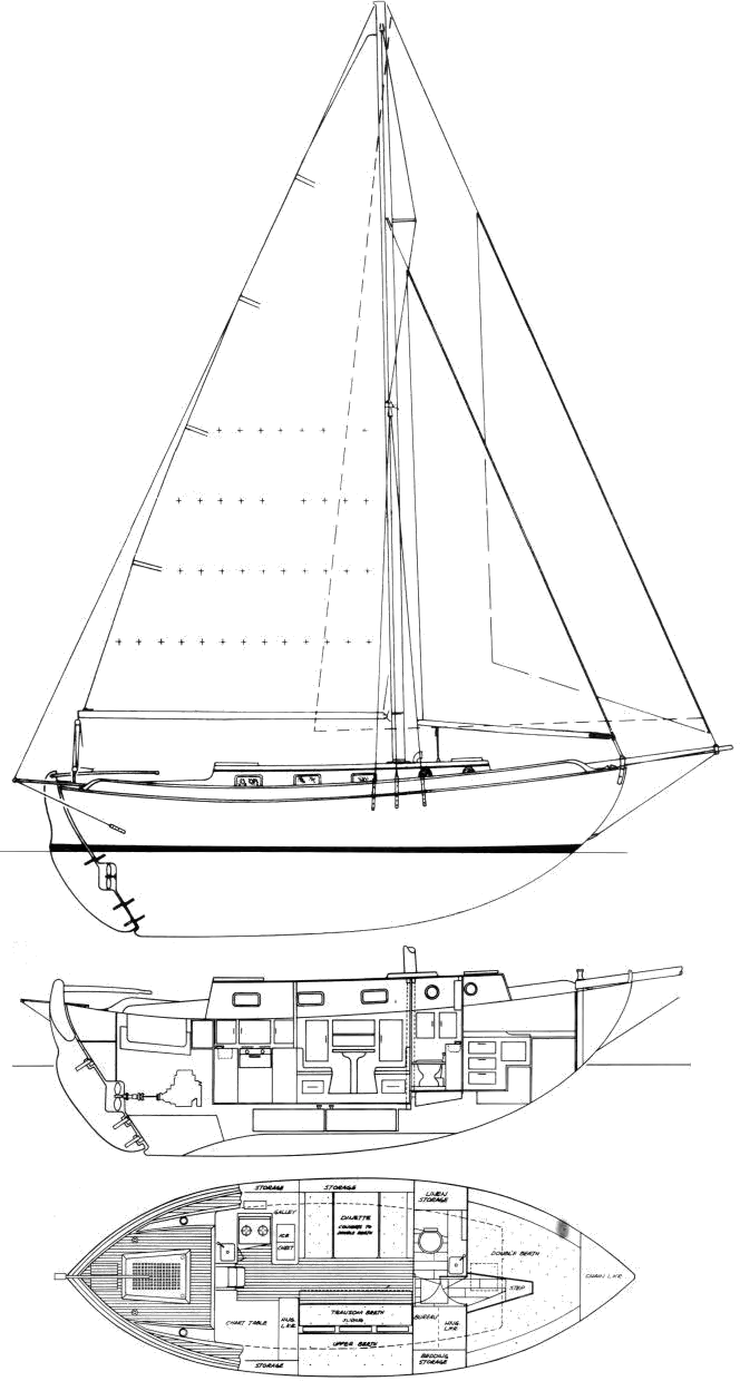 Drawing of Westsail 32