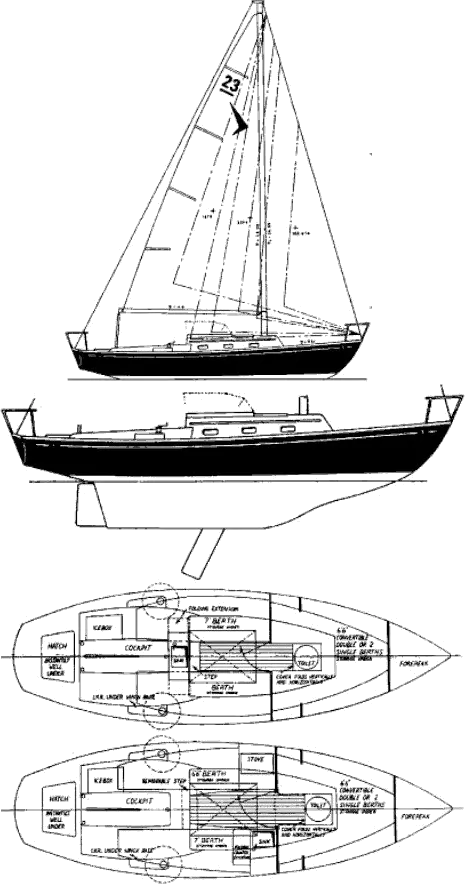 Drawing of Seafarer 23 Kestrel (Cruise)