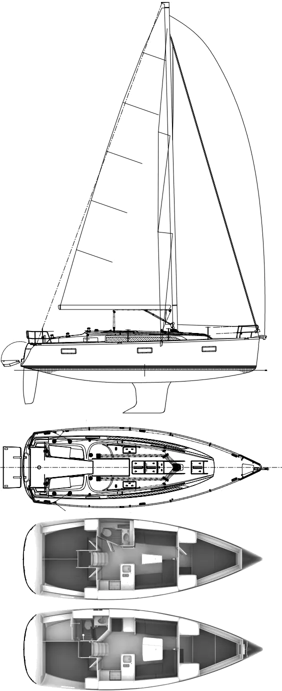 Drawing of Bavaria Cruiser 37