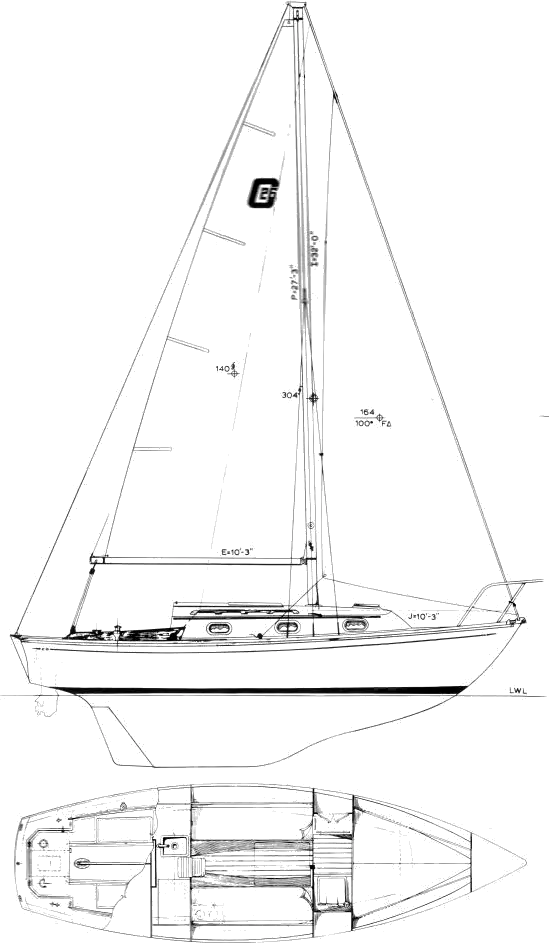 Drawing of Cape Dory 26