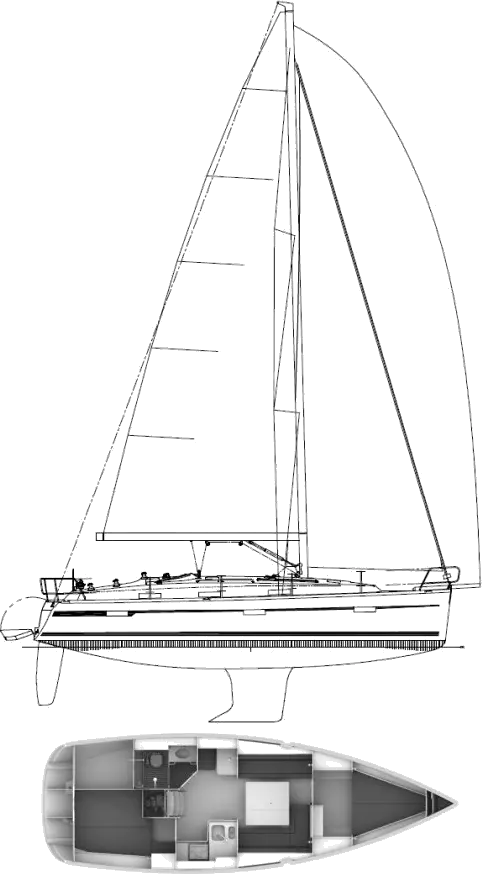 Drawing of Bavaria Cruiser 36 (Farr)