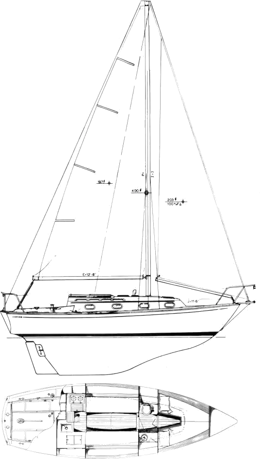 Drawing of Cape Dory 28