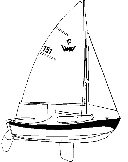 Drawing of West Wight Potter 14 (Gunter-C Type)