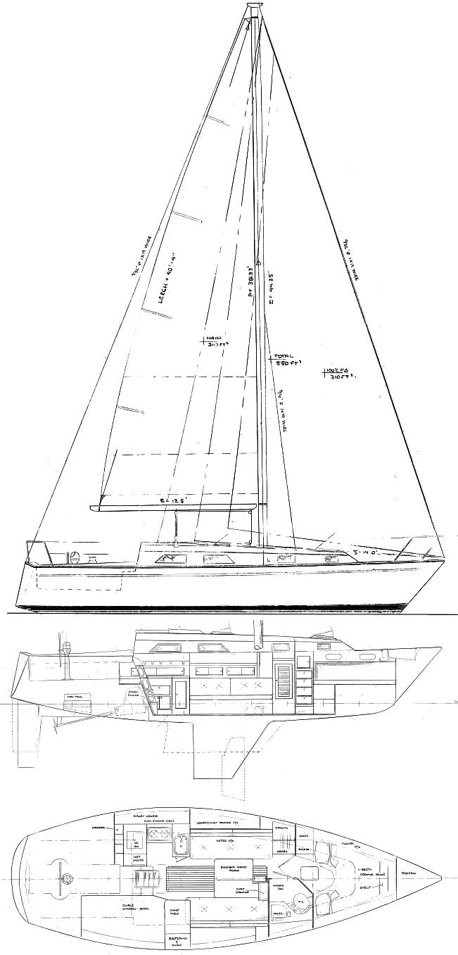 Drawing of Pearson 34